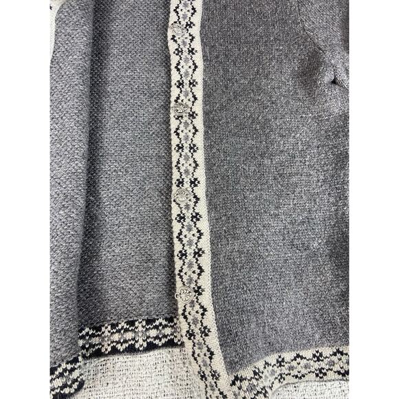 Natural Style Estonia Fair Isle 100% Wool Cardigan Womens XL Metal Clasps Scandi - Picture 4 of 14